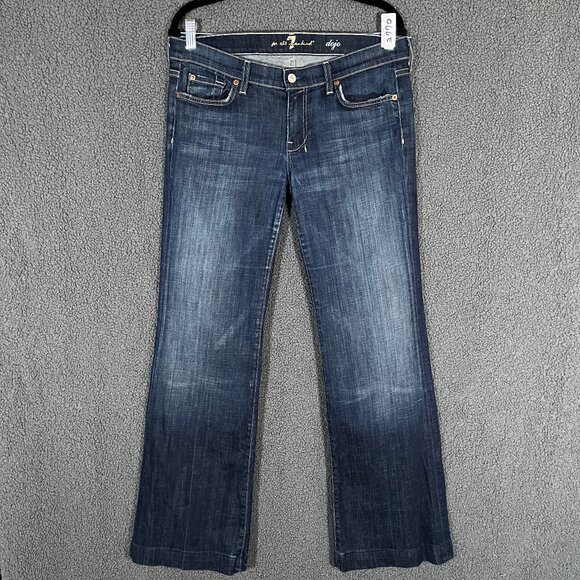 7 For All Mankind Dojo Flare Wide Leg Jeans - Women's Size 30 - Blue - Picture 1 of 9